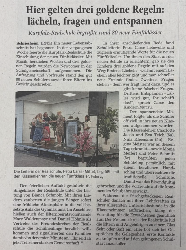 Presse: Einschulungsfeier