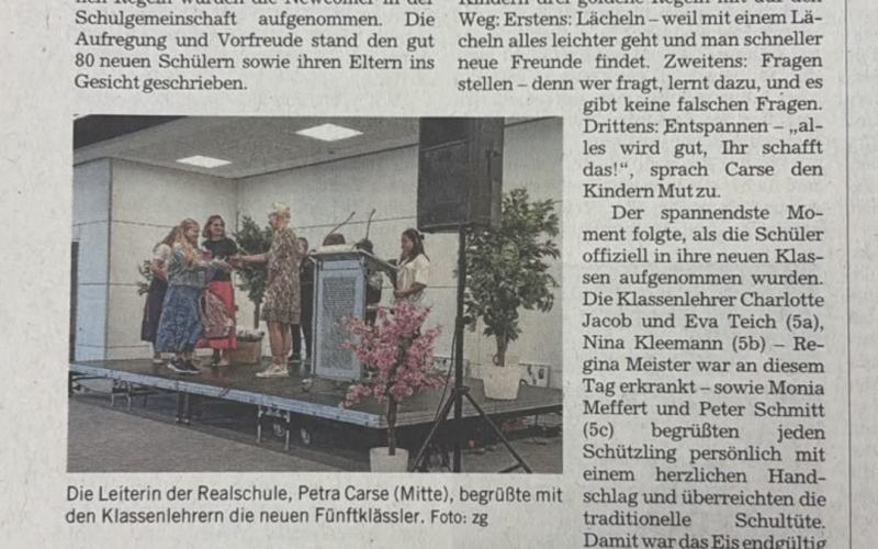 Beitrag: Presse: Einschulungsfeier