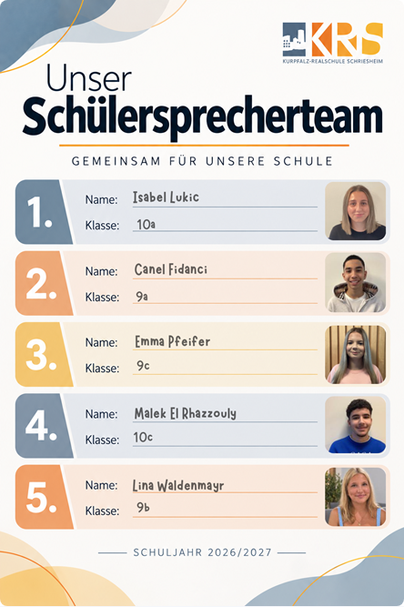 Unser Schülersprecherteam 2026/27